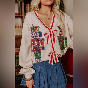 Fantastic Fawn Nutcracker Sweater Cardigan Christmas NWT size L SOLD OUT